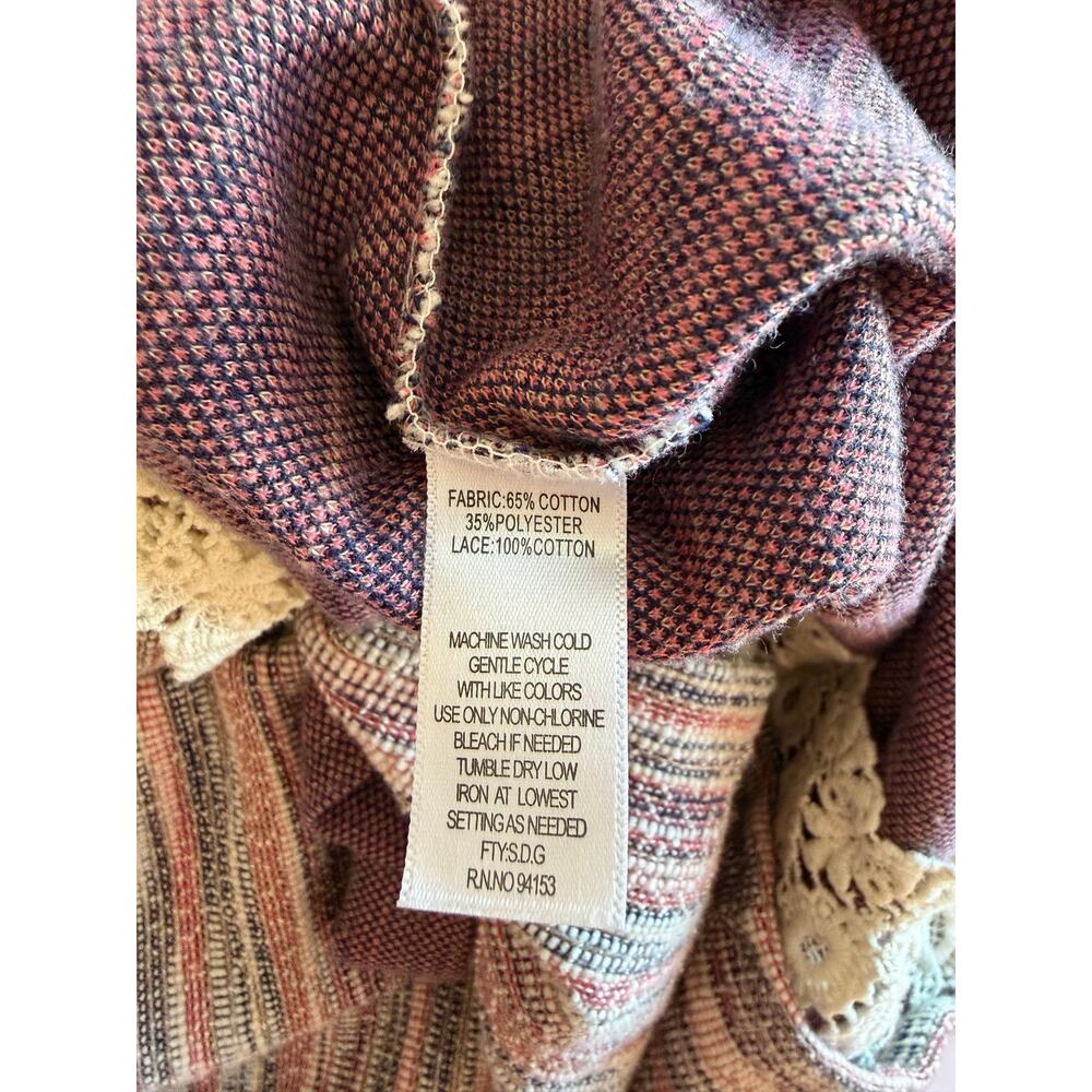 Hannah Petite Boutique Women's sweater striped w/lace trim sz PXL - Picture 4 of 10